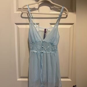 Adore Me Blue Chemise with Lace Detail and underwear